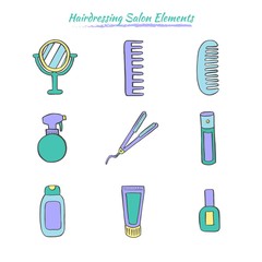 Hand drawn hair salon elements pack