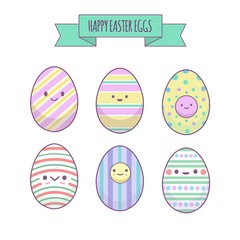 Cute colored Easter eggs set