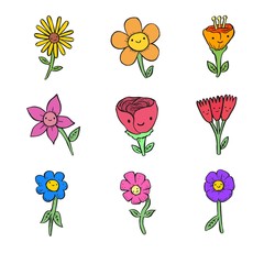 Sketches varity of nice flowers set