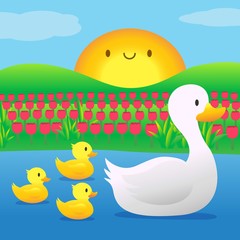 Mother duck with her little songs