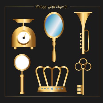 Vintage golden accessories pack