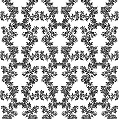 Floral seamless pattern with decoration tracery on a white background. Wallpaper in vintage style