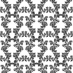 Floral seamless pattern with decoration tracery on a white background. Wallpaper in vintage style