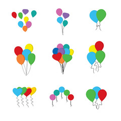 Balloons vector collection isolated on white background. Eps10. Colorful bunch of balloons for party and celebrations. Vector illustration.