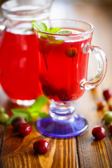 cold compote of red ripe cherries