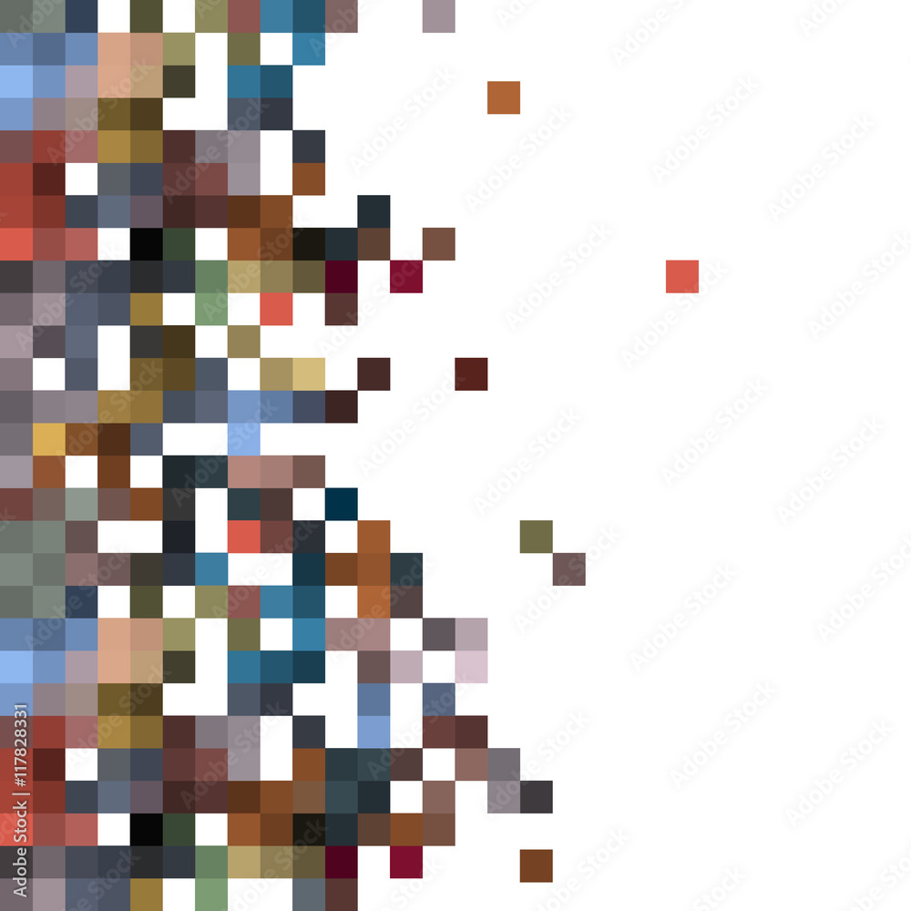 Wall mural pixelated effect multicolored background with squares