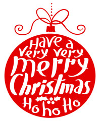 Merry Christmas calligraphic lettering as decoration ball