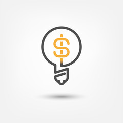 Ideas that pay off concept. Light bulb with dollar sign.