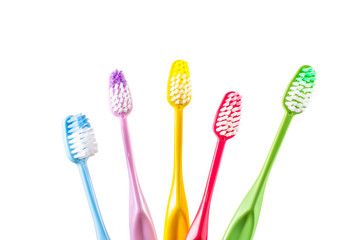 Set of colorful toothbrush isolated on white background