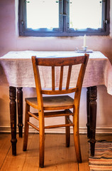 old table and chair