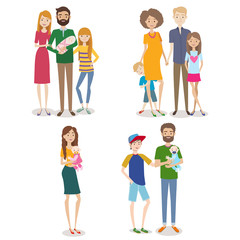 Vector collection of people with family and kids