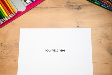 back to school / desk with equipment for schools