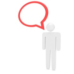 3d man with talk bubbles isolated over a white background. 3d rendering.