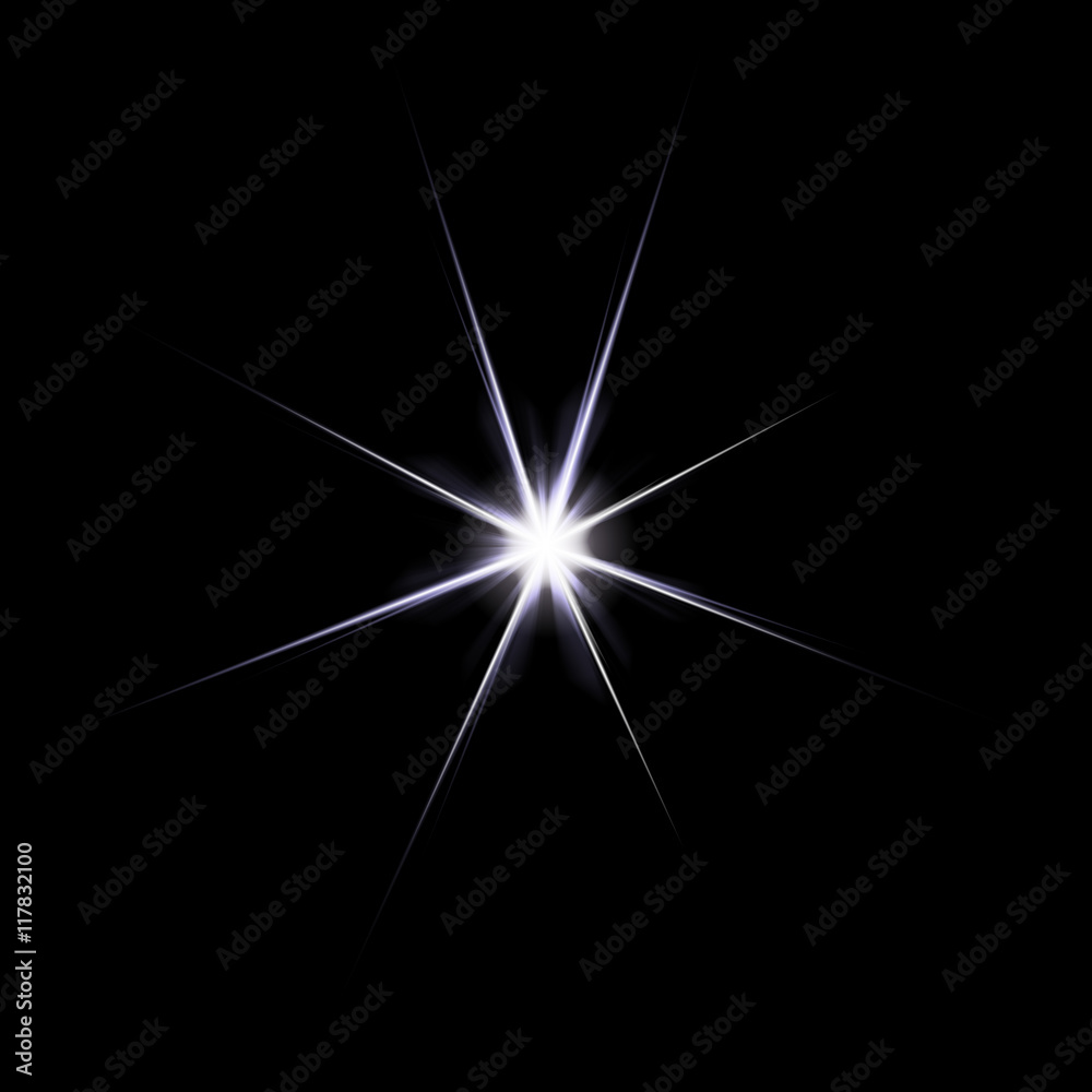 Wall mural nine bright light rays from a point of space explosion.