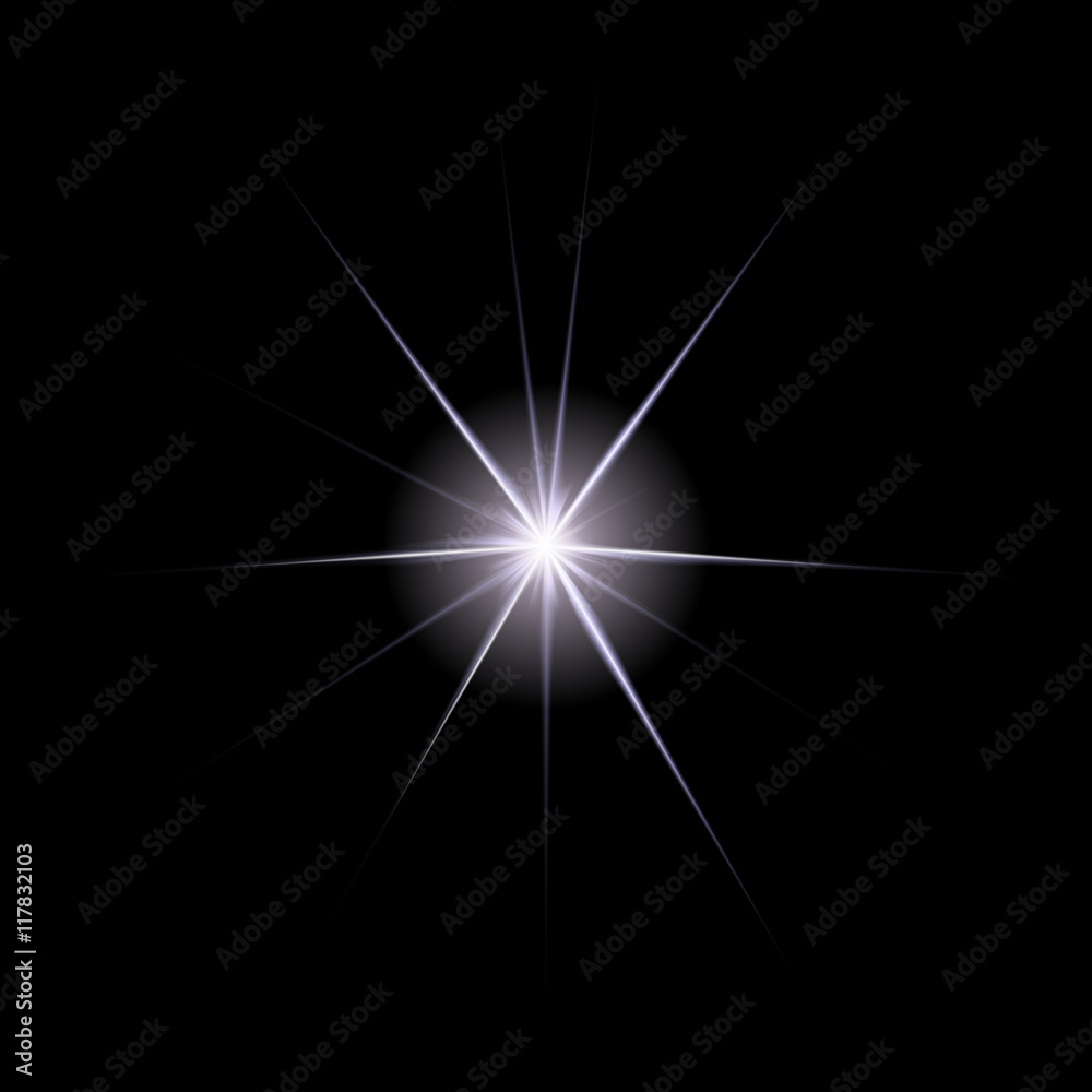 Wall mural the star with a plurality of long thin beams in space.