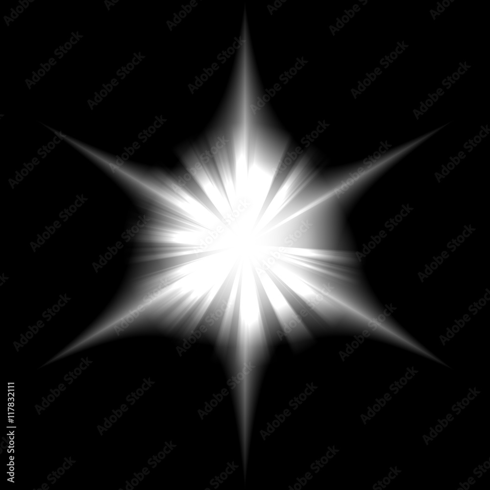 Wall mural the six pointed flare with blurred faces in the dark space.