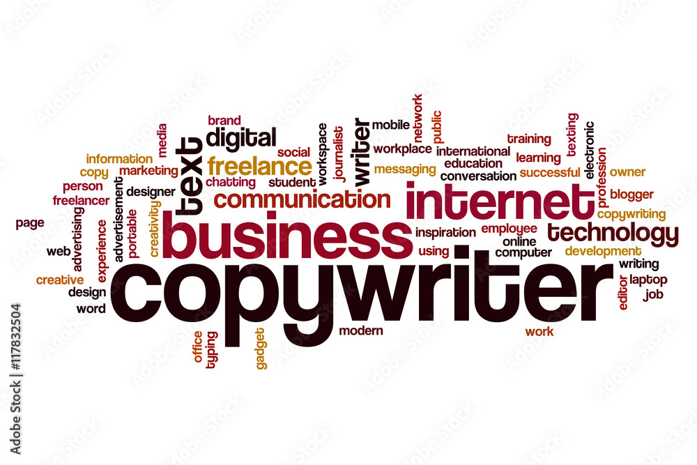 Sticker copywriter word cloud concept