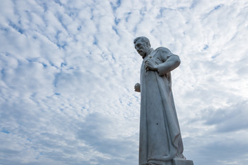 Statue of St. Francis Xavier in front of the ruins of St. Paul's