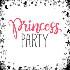 Princess party, calligraphic design with the word princess