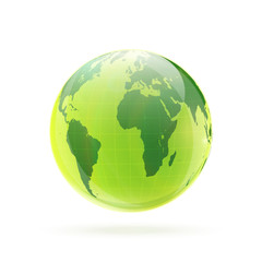 Green Earth globe isolated on white background
