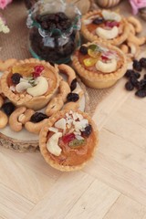 Mini almond nuts,fruit tart is delicious.