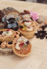 Mini almond nuts,fruit tart is delicious.