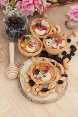 Mini almond nuts,fruit tart is delicious.