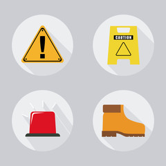 Road sign alarm boots icon. Industrial Security. Colorfull Vector illustration
