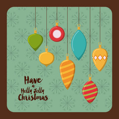 happy merry christmas ball hanging icon vector graphic illustration