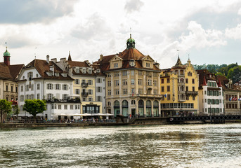 Fototapeta na wymiar Typical swiss buildings in Luzern, Switzerland