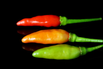 chili pepper on a black background