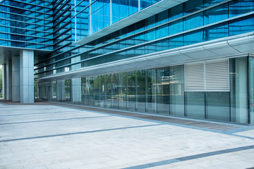 empty brick floor with cityscape and skyline