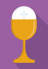 gold cup religion icon. First communion concept. Flat and Colorfull illustration. Vector graphic