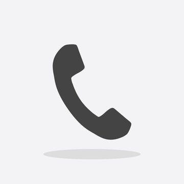 Phone icon in flat style. Vector illustration on white background with shadow.