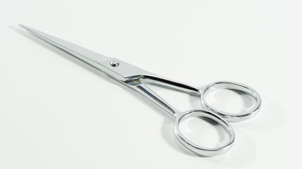 Stainless steel scissors on whitebackground