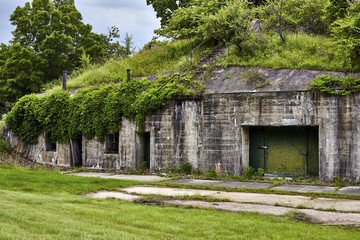 Fototapeta na wymiar Mortar Battery Ruins at Ft. Washington, Military fort established in the 1800's to protect Washington DC situated on the Maryland coastline of the Potomac River 