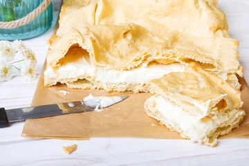Delicious Polish cake with creme, called Karpatka