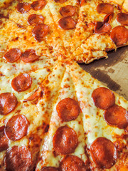 close up on fresh baked tasty pizza 