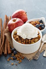 Apple crisp with vanilla ice cream