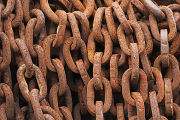 Old rusty metal chain. Industrial background.