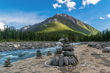 Cairn on the bank of river Shumak