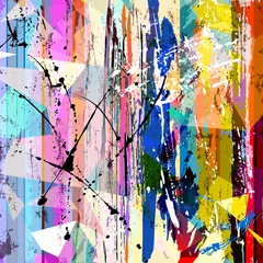 Gordijnen abstract background composition, with strokes, splashes and tria © Kirsten Hinte