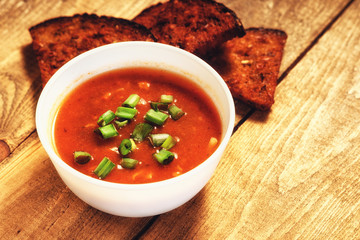 Goulash soup and sliced bread