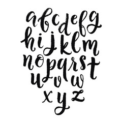 Vector Hand Drawn Brush Painted Letters. Handwritten Rough Script Alphabet.