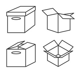 carton box package delivery shipping logistic icon set. Isolated and Silhouette illustration. Vector graphic