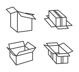 carton box package delivery shipping logistic icon set. Isolated and Silhouette illustration. Vector graphic
