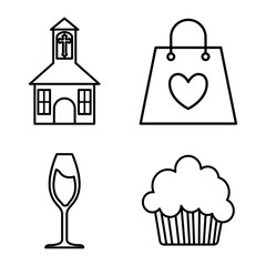 church cup bag cupcake wedding marriage icon. Isolated and flat illustration. Vector graphic