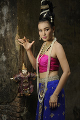 Beautiful Thai girl in Thai traditional costume