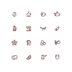 Coffee and tea line vector icons