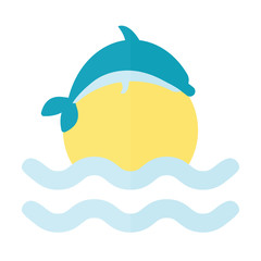 Dolphin and sun icon